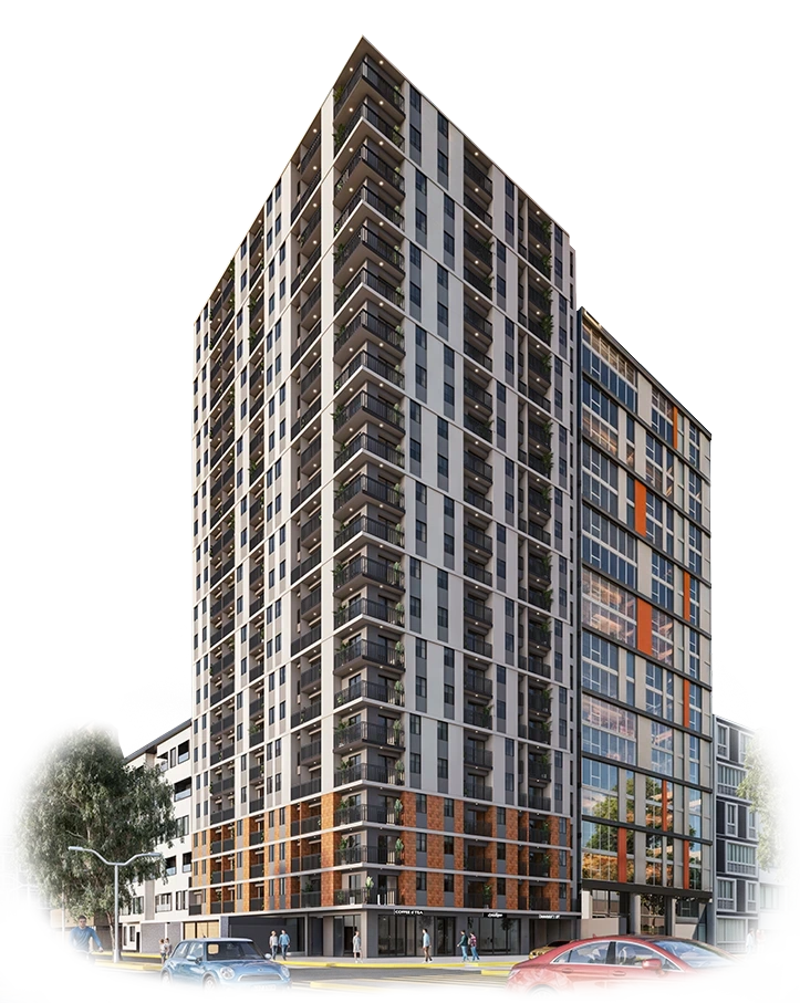 Visualización arquitectónica del proyecto MIDGO publicada por COSAPI Inmobiliaria. La participación de PolarisX corresponde a metrados y sustentos de ingeniería.