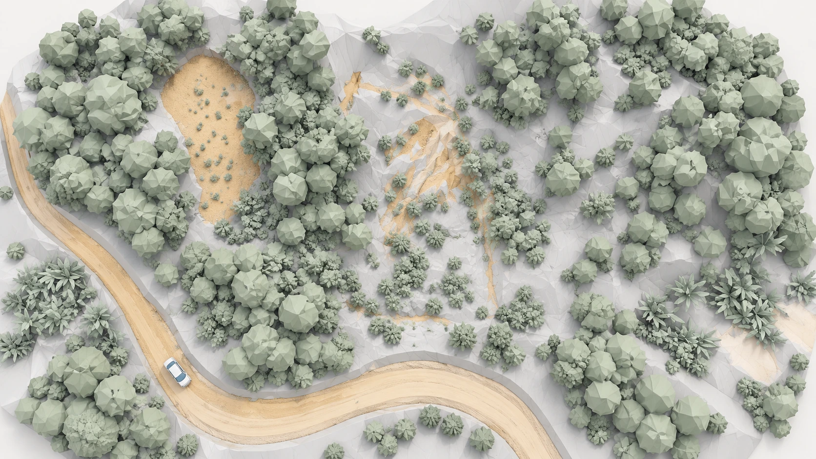 Visualización 3D de estilo BIM del terreno evaluado para la emergencia vial EV-024-2015, elaborada con IA.