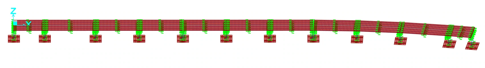 Modelo de análisis estructural del viaducto Golf Los Incas, conservado en la memoria de cálculo del proyecto.