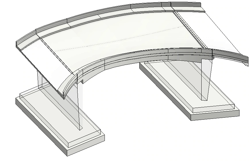 Modelo BIM original del diseño propuesto para el Puente Sauco, extraído del estudio de estructuras y obras de arte. No es una fotografía de obra ejecutada.