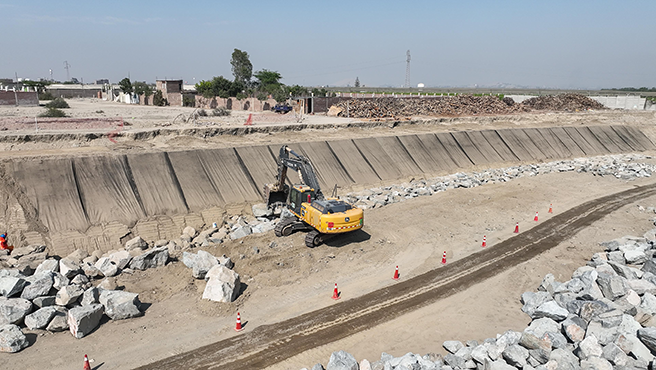 Fotografía original de las obras de protección de la quebrada Cansas.