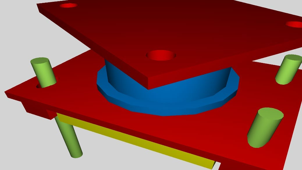 Modelo tridimensional de un aparato de apoyo de puente.