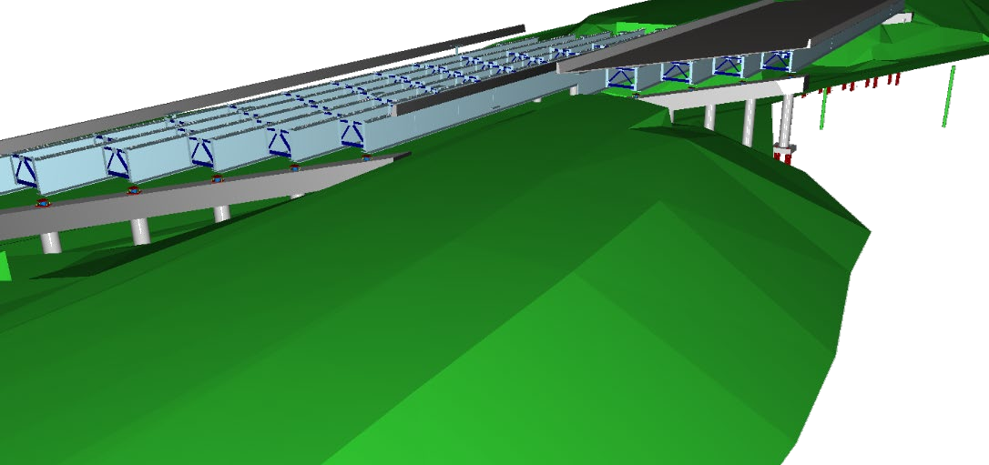 Coordinación del puente con la malla tridimensional del terreno.